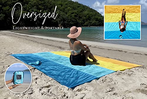 BINDLE Eco-Beach Blanket 10'x9' Extra Large, Recycled Lightweight Material, Sand Free Water Resistant Sandproof, Oversized Portable Picnic Mat for Outdoors Camping Travel, Beach Vibes - color: Beach Vibes, size: XL-10'x9' (1-8 persons)