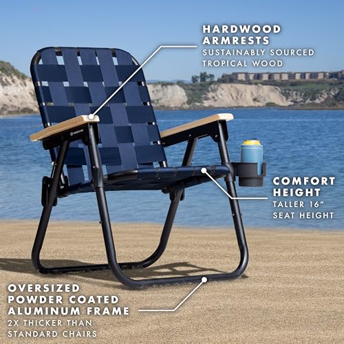 GoSports WOVN Beach Backpack Chair - 9 Styles Available - Premium Folding Camping Chair - color: Navy