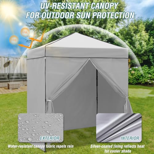EAGLE PEAK 6x4 Instant Pop Up Canopy Tent with 4 Side Wall Panels, Straight Leg Sun Shelter, Portable Canopy with Carry Bag for Camping, Beach & Sports, Gray - color: Gray, size: Four Walls