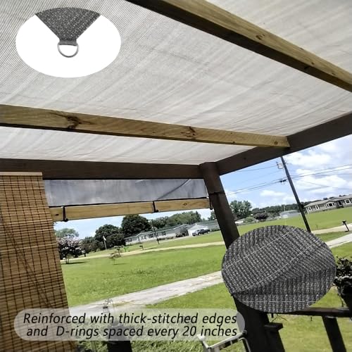 Junflying 90% Shade Cloth 8x25 FT, UV-Resistant, Breathable Sun Shades Fabric with D-Rings, Permeable Sunshade for Patio, Pergola, Backyard, Deck, Garden. Gray - size: 8x25ft