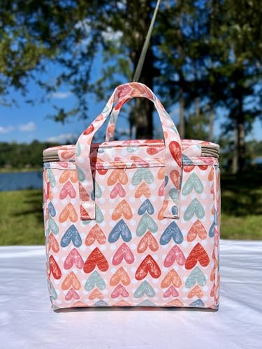 Kwang Min Insulated Lunch Bag for Women,Reusable Bento Box,Large Cooler for Office,Picnic Outdoors,Beach, Premium Waterproof Fabric,Ideal Pink Lunch Bag (Pink Peony) - color: Peony Pink