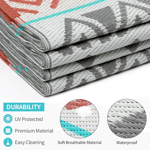 Outdoor Rugs Patio Camping Waterproof - 6x9 Plastic Straw Patio Rug Portable for Campers, Outside RVs Mat, Outdoor Area Carpet for Patios Clearance, Backyard Porch, Balcony, Picnic - color: Green Grey, size: 6' x 9' (Rectangular)