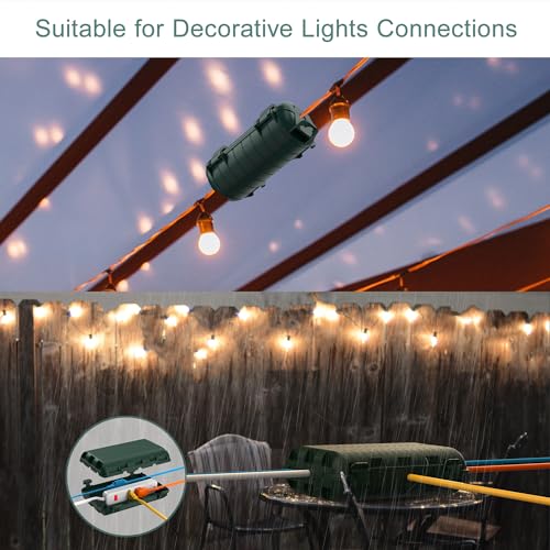 Outdoor Extension Cord Box, 3 Pack Large Waterproof Electrical Box Plug Protector Cable Connection Safety Cover IP54 Water-Resistant for Power Strip, Holiday Light and Decorations, Green - color: 3 Pack Green