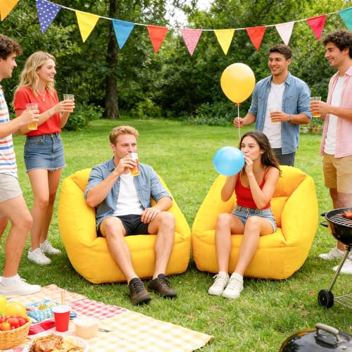 Inflatable Sofa Chair Portable Air Couch Camping Lounger with Air Pump for Home Outdoor Camping Travel (Yellow) - color: Yellow