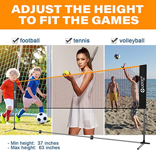 Portable Tennis Net,Stainless Steel Poles Badminton Net Set Adjustable Height Nylon Net with Carry Bag, for Kids Volleyball, Pickleball,Soccer, Indoor, Outdoor Court, Backyard, Beach, Driveway - size: 20 FT
