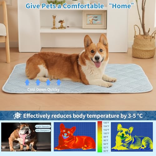 Dog Cooling Mat, Washable Cooling Mat for Dog, Foldable Kennel Pet Bed, Cool Pad (Cool &Warm Surface) for All Seasons Use, Pet Pads for Cats Use in Crate (35.4x23.6 Inch) - size: 35.4x23.6 Inch
