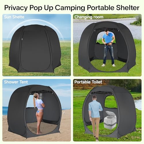 Alvantor® Pop Up Screen Tent House Room Instant Outdoor Camping Canopy Sun Shelter Gazebo for Patio, Backyard & Deck, Privacy Tent(2-10 People, 8'x8' 10'x10' 12'x12') - color: Black, size: 10x10FT
