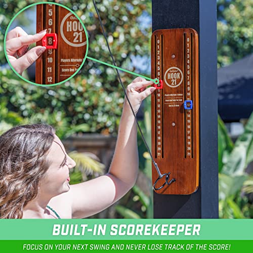 GoSports Hook 21 Ceiling Mount Ring Swing Game - Choose Your Color - Play Indoors or Outdoors - color: Brown