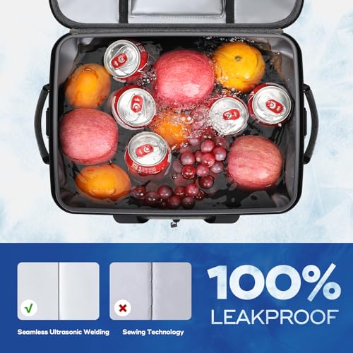 Maelstrom Soft Sided Cooler Bag, 30/40 Can Collapsible Insulated Ice Chest, Large Leakproof Portable Storage for Camping, Travel, Kayaking & Beach - color: 5.Gray with lid, size: 40 Can