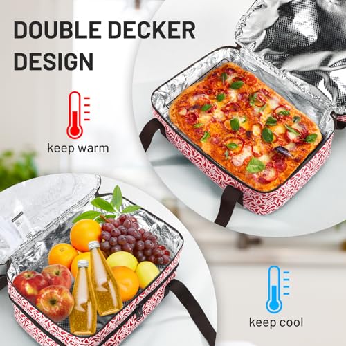 MIER Insulated Casserole Carrier Fits 9"x13" Baking Dishes/Foil Pans, Double Food Carriers Bag Thermal Holder for Hot or Cold Food Lasagna Lugger Potluck Parties Picnic Travel, Red - color: Red, size: 16 x 11 x 7.8 inches