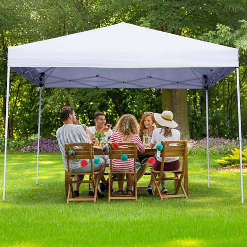 JupiterForce 10 x 10 Pop Up Canopy Tent Sun Protection Waterproof Instant Shelter Portable Folding Canopy with Roller Carry Bag, White - color: White