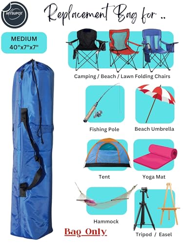 Replacement Bag for Folding Camping Chair, Portable Camp Chair, Hammock, Yoga Mat, Umbrella, Tents, Tripods, Fishing Poles - 420D Oxford Polyester Fabric - color: Blue, size: Medium 40"x7"x7"