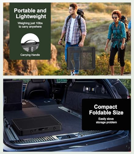 Raynesys Foldable Grill Table with Mesh Desktop, 200lbs 3Ft Portable Folding Table, Height Adjustable Metal Table for Ourdoor, Camping, Picnic, BBQ and Beach, RV, 35.4" L x 23.6" W - size: L(3ft-35.4"x23.6"x14.2"/18.9"/24.4")