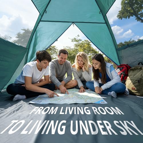 CAMEL CROWN Beach Tent UPF 50+ Sun Shelter for 2/3/5/6 Person, Lightweight Portable Sun Shade with Sand Anchor, Family Beach Day & Outdoor Adventures - color: Bean Green, size: 2/3 Person