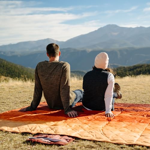CORE Outdoor Weighted Blanket | Packable Waterproof Picnic Blanket, Beach Mat, Tent Camping Rug, & Stadium Blanket | Large Portable 94" x 78" Quilt Design with Built-in Straps and Carry Handle - color: Dunescape