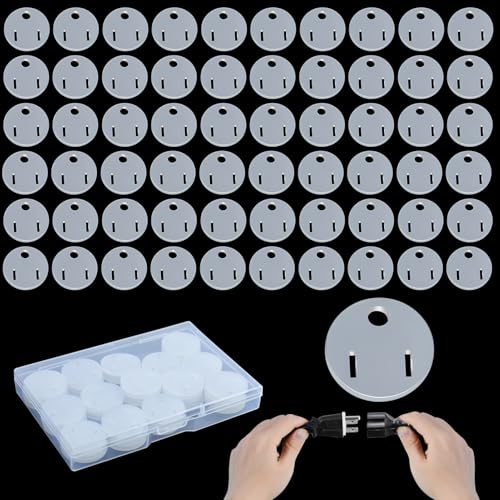60Pcs Christmas Lights Weatherproof Gaskets, Outdoor Extension Cord Gaskets Plug Cover Waterproof GFCI Protector Stop Tripping Soft Silicone Gaskets with Box for Xmas Holiday Light Electrical Cord - size: 60Pcs