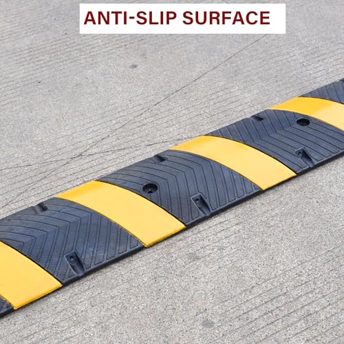 Orangestar Speed Bumps 2-Pack, 6FT Heavy Duty Rubber Driveway Bump with 8 Screws for Asphalt, Concrete, Gravel, 2-Channel Cable Protector - size: Rubber Ramp-2 Pack