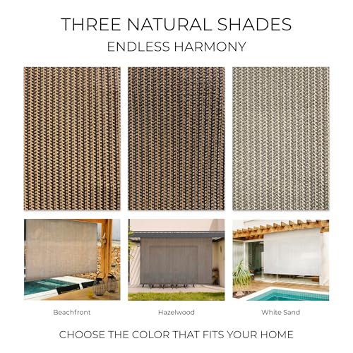 Outdoor Patio Roll Up Shade for Use on Exterior Porch, Patio, Window and More | High Density Polyethylene Privacy Screen Blocks 87% of UV Rays | Hardware Included | 4 ft Wide | Beachfront - color: Beachfront, size: 48"W x 72"H