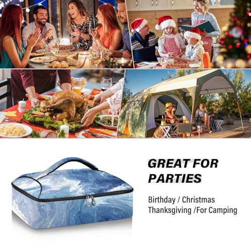 Casserole Carriers for Hot or Cold Food Reusable Casserole Dish Carrier Insulated Thermal Large Capacity Durable Perfect for Party Camping Family Gatherings Yellow Fish - color: Blue Swirling Fluid