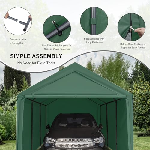 Carport 10x20ft Heavy Duty Canopy Storage Shed,Portable Garage Party Tent,Portable Garage with Removable Sidewalls & Doors All-Season Tarp for Car,Truck,Party SNC24# (N/WH) - color: N/WH