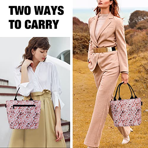 Aosbos Lunch Tote Bag, Insulated Lunch Box for Women, Leakproof Lunch Cooler Purse for Work, Pink Leopard Print - color: K. Pink Leopard