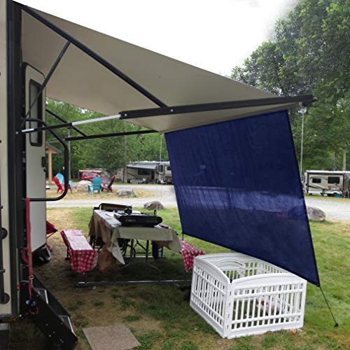 Tentproinc RV Awning Sun Shade Screen 7' X 13' 3''(Fit for 14 ft Awning) Mesh Sunshade for Motorhome Camping Trailer Awning Sunscreen Block UV Glare Sunblocker - 3 Year Warranty (Navy Blue) - color: Navy Blue, size: 7' x 13'3'' -Actual Measurement