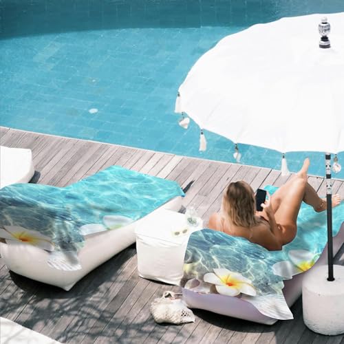 Starfish Beach Towel,Starfish Seashell and Flower on Sea Beach Lightweight Compact Sand Free Quick Dry Oversized Pool Swimming Towels for Girls Women Adults,29.5"×59" - color: Starfish Seashell and Flower on Sea Beach