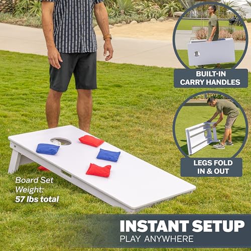 GoSports 4 x 2 ft Commercial Ultra Durable Cornhole Board Set – All-Weather Regulation Size, Ready-to-Play for Family Backyard Games, Tailgates, Outdoor Party, and Venues - color: White DIY