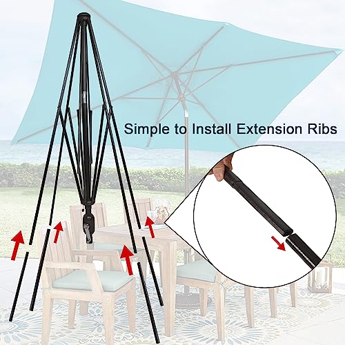 Blissun Rectangular Patio Umbrella, Table Market Umbrella with Tilt and Crank, Outdoor Umbrella for Garden, Deck, Backyard, Pool and Beach - color: Cerulean, size: 6.5 x 10 FT