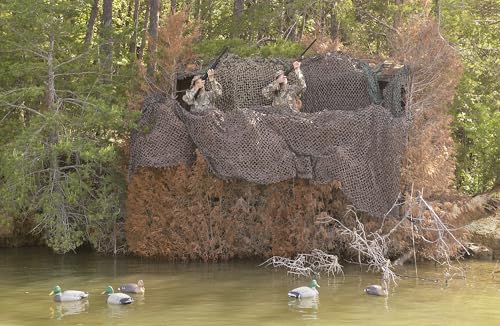 CamoSystems Reinforced Camouflage Netting | 3D Camo Nets, Waterproof & UV Protection, Silent Rip-Stop Fabric - color: Green/Brown, size: Small, 9'10" x 9'10" L