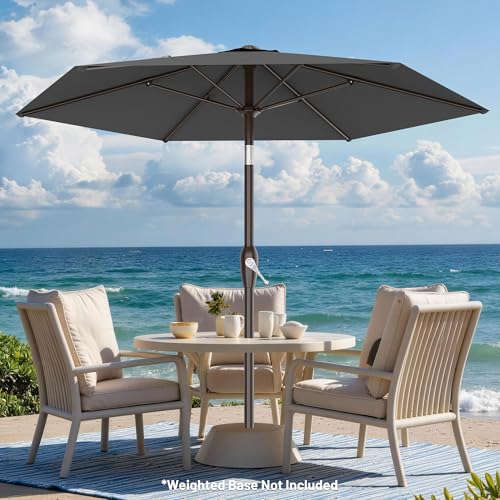 AreShark 7.5FT Patio Umbrella Table Market Umbrella with 6 Sturdy Ribs, Button Tilt/Crank, Heavy-Duty Outdoor Umbrellas for Pool, Deck, Garden and Backyard, Gray - color: Gray, size: 7.5FT