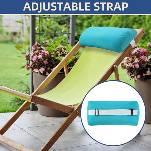 Headrest Pillow for Patio Chaise Lounge, 2 Packs Head Pillow with Elastic Band for Zero Gravity Lounge Chair, Head Neck Rest Pillow Lumbar Pillow, Blue - color: Blue