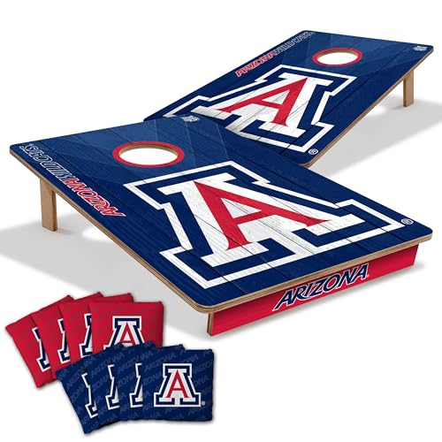 YouTheFan NCAA 2’ x 3’ Wood Cornhole Game with Logo Bags - color: Arizona Wildcats, size: 2' X 3'