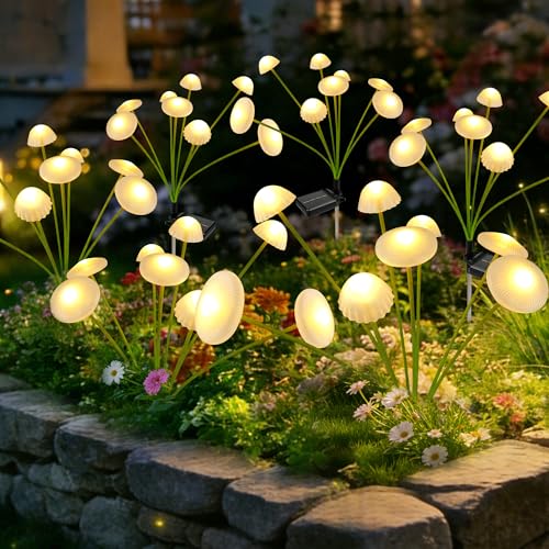 Solar Garden Lights Outdoor, 6Pack Solar Lights Garden Decor, Swaying Mushroom Lights Waterproof for Yard, Patio,Pathway Decoration,Gifts for Women,Mom(Warm White) - size: 6 Pack