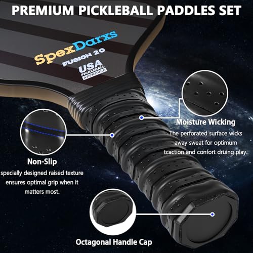 Pickleball Paddles Set of 2, USAPA Approved Lightweight Fiberglass Pickleball Paddles,Pickleball Indoor Outdoor Game for Adults Family Friends, Pickleball Gift for Men Women