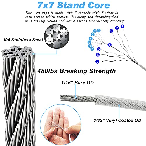 84 Pcs Sun Shade Sail Hardware Kit with Cable Wire Rope for Rectangle Square Triangle Shade Sail Installation, 6 inch 304 Grade Stainless for Garden,Outdoors,DIY Crafts,Railing - size: 84 Pcs Hardware Kits+Cables for Rectangle/Triangle
