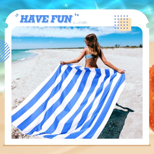 Peryiter Checkered Giant Beach Blanket 71 x 71 Inch Oversized Sandproof Towel Stripe Microfiber Quick Dry Lightweight Huge Blanket for Summer Hawaii Beach Travel Essentials Accessories(Blue) - color: Blue