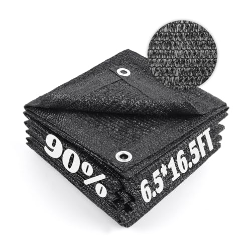 Cool Area 90% Sun Shade Cloth Mesh Tarp with Grommets for Plant Cover 6.5x16.5ft Patio Canopy Garden Pergola Greenhouse Car Barn Kennel Black - color: 90% Shade-Black, size: 6.5FTx16.5FT