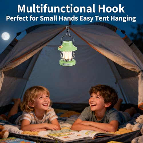 Kids Lantern with 3 Color Dimmable & USB-C Charging,Boys Night Light for Bedroom, Indoor Outdoor Adventures & Emergency Use Toddler Flashlight Camping Essentials for Kids (Green) - color: Green