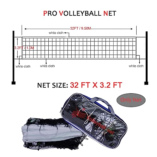 Professional Sports Volleyball Net (32 FT x 3 FT) for Indoor and Outdoor (Net Only)