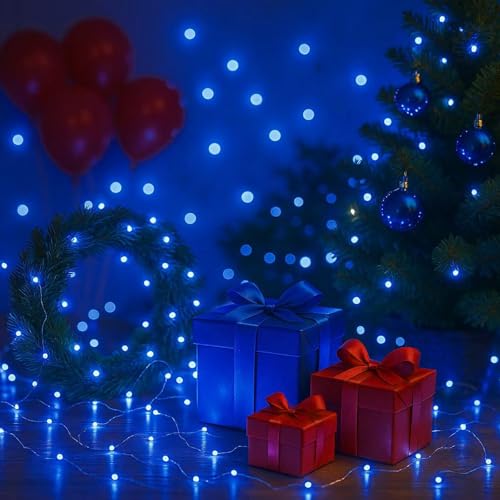 6 Pack Fairy Lights Battery Operated with Timer Silver Wire Mini 13FT 40LED Waterproof Cuttable Twinkle Christmas String Lights for Home Bedroom Wedding DIY Centerpiece Birthday (Blue) - color: Blue