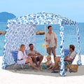 Qipi Beach Cabanas for Sand, Beach Canopy with Sandbags & Side Wall for Family, Easy Set Up Sun Shelter, UPF 50+ UV Protection with Roof Vent - color: 8' x 8' Sea Life Dual-Fold