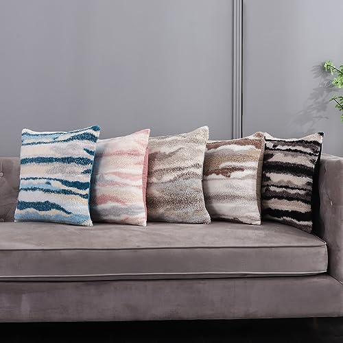 Fluffy Couch Throw Pillow Covers 18x18 Neutral Faux Fur Boucle Plush Fuzzy Decorative Accent Cushion Cases Home Decor Winter Decorations for Livingroom Bed Sofa,Set of 2 Grey Gray - color: Grey, size: 18" x 18" (Pack of 2)