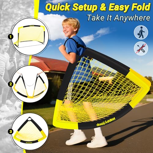 Happy Jump 7x5 FT & 5x3.6 FT Portable Soccer Goal for Youth Players Ages 6–14, Large-Frame Design Built for Long-Term Development, Easy Setup for Backyard, Park or School Training - style: 7x5 FT, 2 Set Upgrade