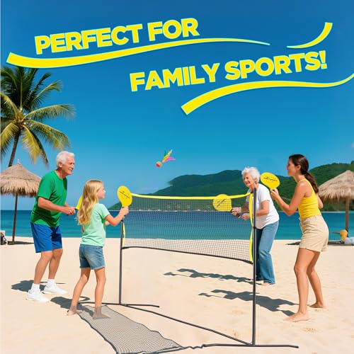 6ft Portable Pickleball & Paddle Ball Set: Easy Setup Paddle Game with Net, Similar to Badminton, Pingpong, and Jianzi, All-in-1 Set for Lawn, Backyard, Camping, Beach Indoor & Outdoor