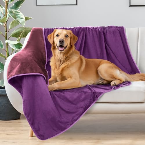 LOOBANI Waterproof Dog Blanket for Bed: Spill-Proof Puppy Blankets for Small Medium Dogs Washable, Reversible Soft Flannel Pet Throw for Couch Sofa Cover, Travel, Camping, 30" x 40", Purple - color: Purple, size: 30" x 40"