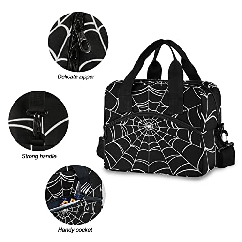 Goth Spider Web Insulated Lunch Bag Reusable Lunch Tote Bag Cooler Bag for Women Men Adult Lunch Box with Adjustable Shoulder Strap Leakproof Lunch Bag for Work School Picnic Camping - color: Goth Spider Web