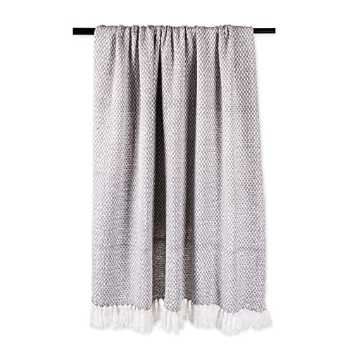 DII 100% Cotton Basket Weave Throw for Indoor/Outdoor Use Camping Bbq's Beaches Everyday Blanket, 50 x 60, Woven Stripe - color: Gray, size: 50x60"