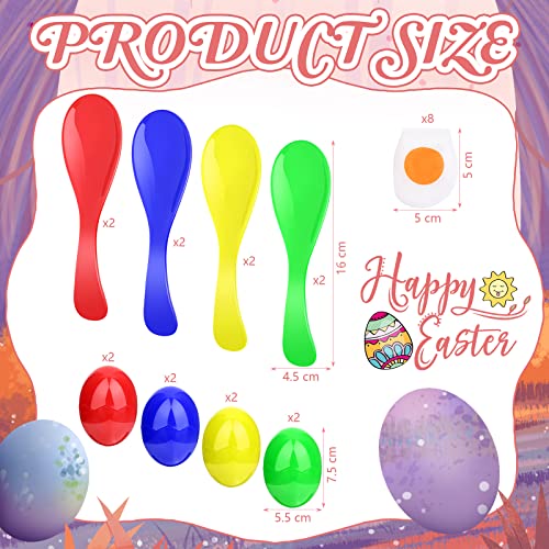 Civaner 24 Pieces Egg and Spoon Race Game Set with Yolk, Egg Balance Game Relay Race Game for Easter Eggs Hunt Game Outdoor Lawn Games, Field Sport Party Favors Toy (4 Assorted Colors)