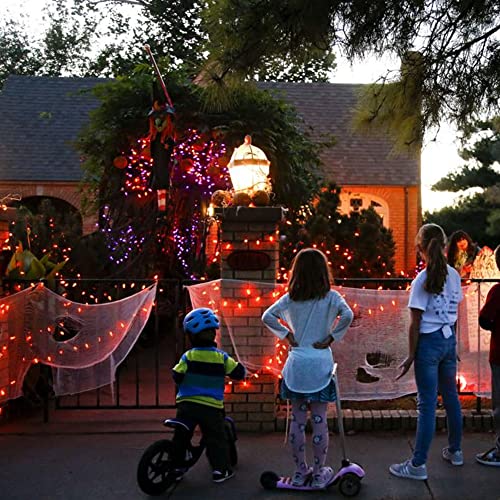 Dazzle Bright Purple and Orange Halloween Fairy String Lights, 2 Pack Total 40FT 120 LED Copper Wire Battery Operated Waterproof Lights, Halloween Decorations for Indoor Outdoor Patio Yard Party Decor - color: purple and orange